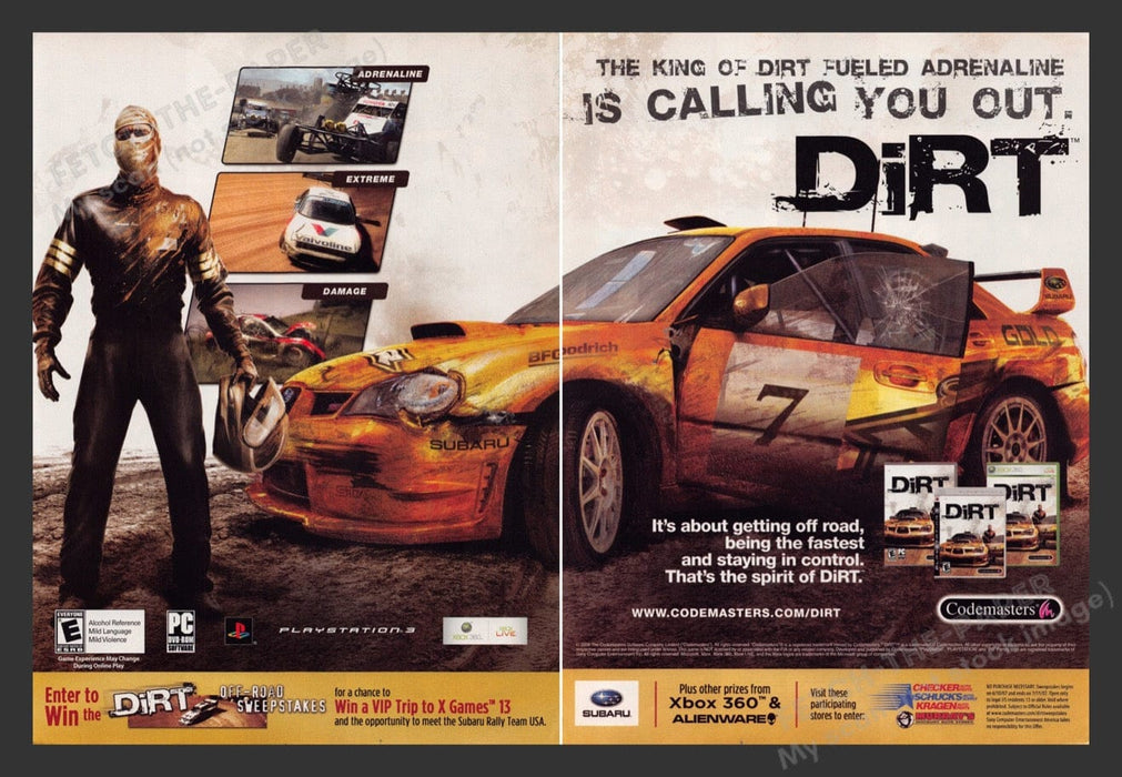 2007 Dirt "The King of dirt" Video Game Print Advertisement (2 pgs) Fetch the Paper!