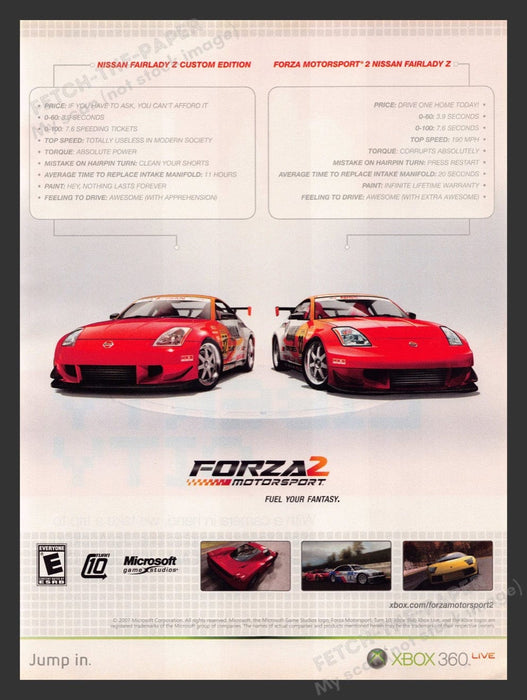2007 Forza 2: Motorsport "Fuel your fantasy!" Video Game Print Advertisement Fetch the Paper!