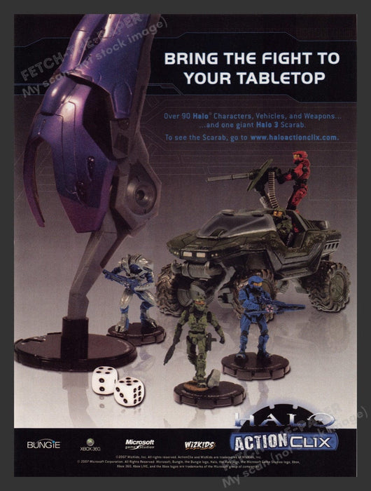 2007 Halo Action Clix Characters Video Game Print Advertisement Fetch the Paper!