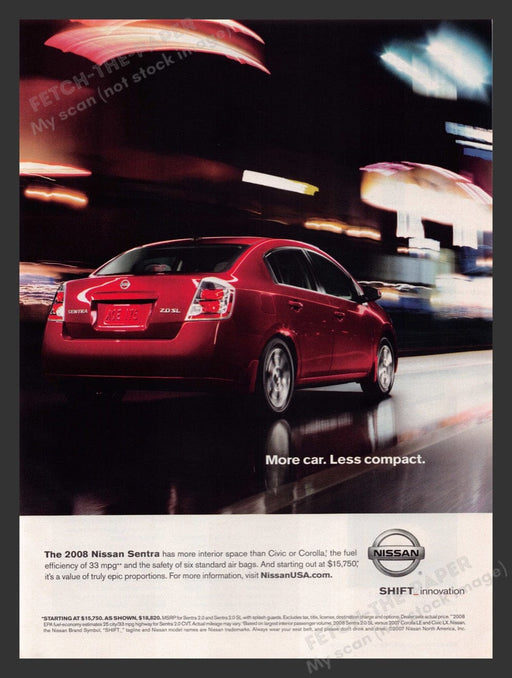 2007 Nissan Sentra City Lights Print Advertisement Ad