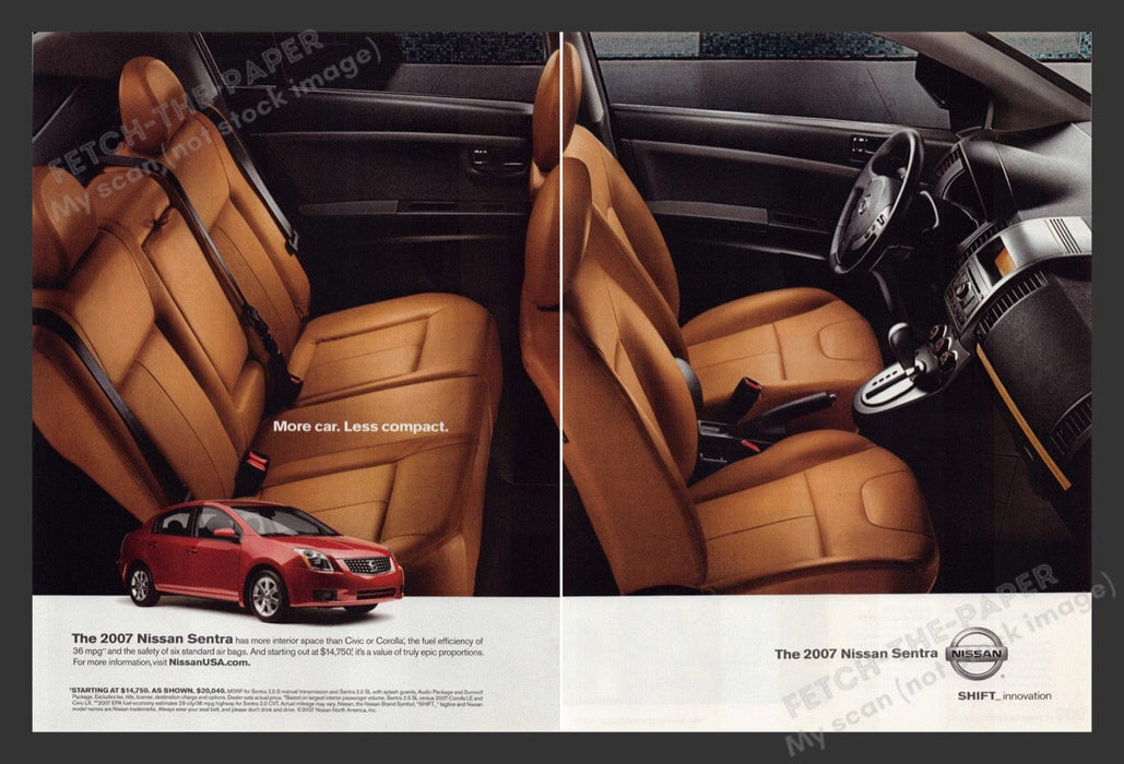 2007 Nissan Sentra Interior "More car. Less compact" Print Advertisement (2pgs)