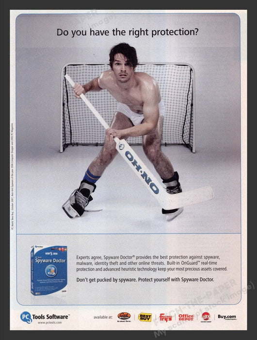 2007 Spyware Doctor "Don't get pucked" Hockey Underwear Print Advertisement Ad