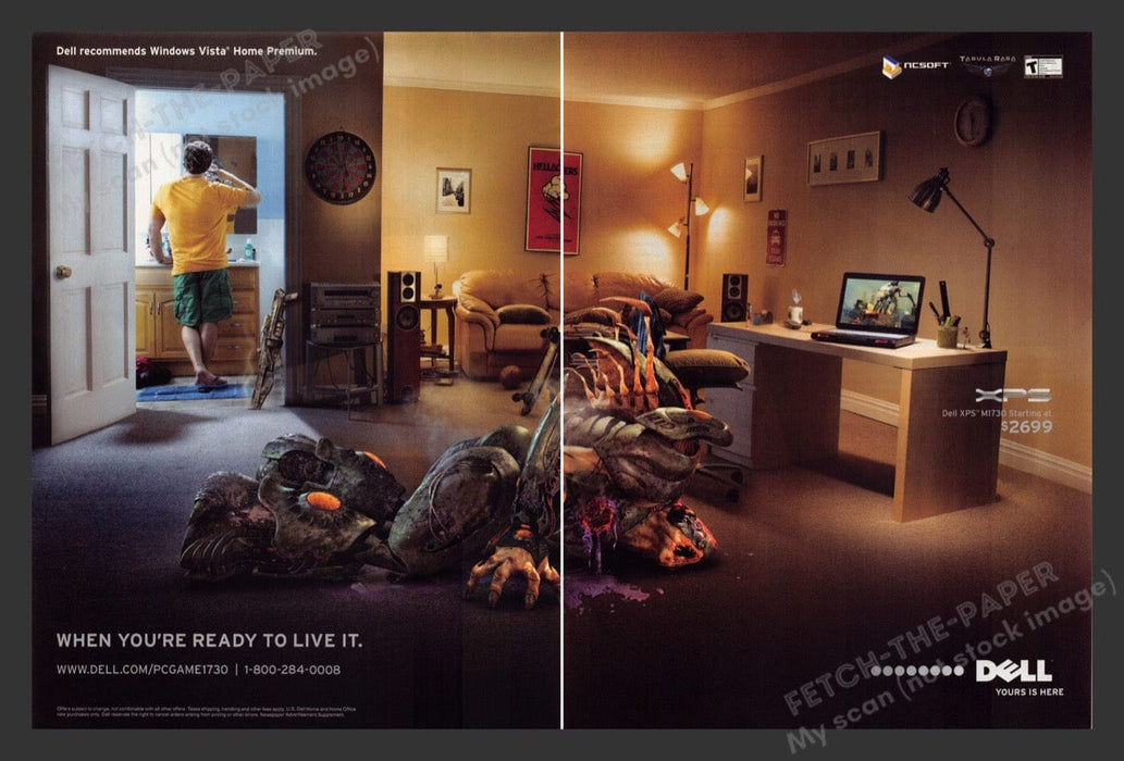2008 Dell "When you're ready to live it" Video Game Print Advertisement (2 pgs)