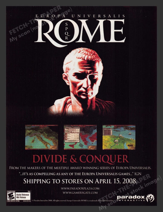 2008 Divide & Conquer: Rome Europa Universalis Video Game Print Ad