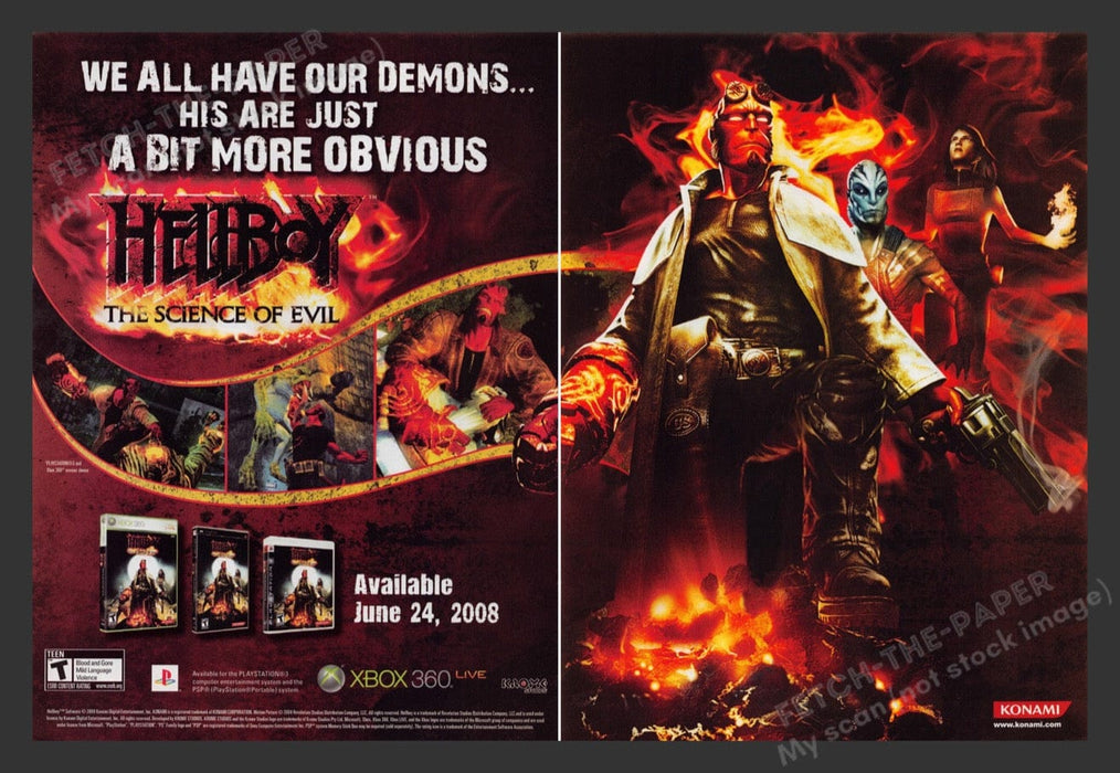 2008 Hellboy: The Science of Evil Video Game Print Advertisement (2 pgs)