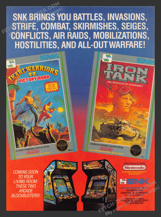 1988 Print Advertisement SNK Arcade Ikari Warriors Iron Tank Video Game Ad.