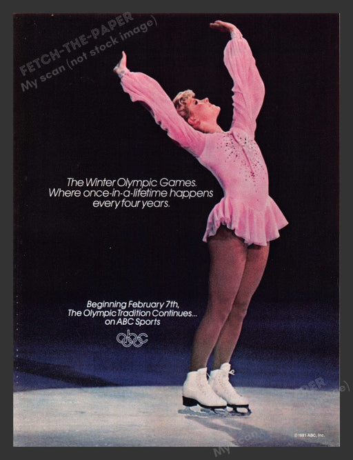 1984 ABC Winter Olympics Promo Female Figure Skater Print Advertisement Ad