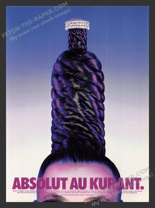 1998 Print Advertisement Absolut Au Kurant Hair-do Alcohol Ad.