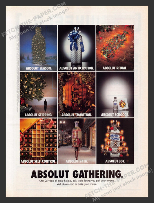 2005 Print Advertisement Absolut Gathering Holiday Collection Alcohol Ad.