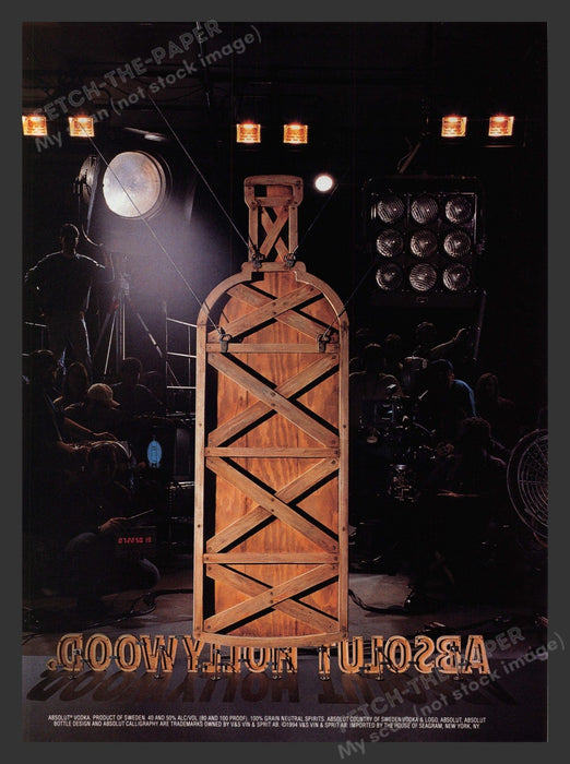 Absolut Hollywood Sight Set Vodka 1990s Print Advertisement 1996 Fetch the Paper!
