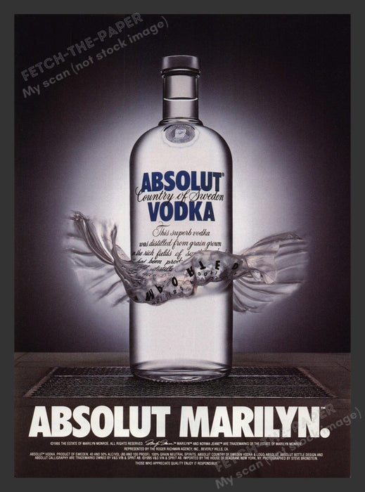 Absolut Marilyn Monroe Vodka 1990s Print Ad 1995 Fetch the Paper!