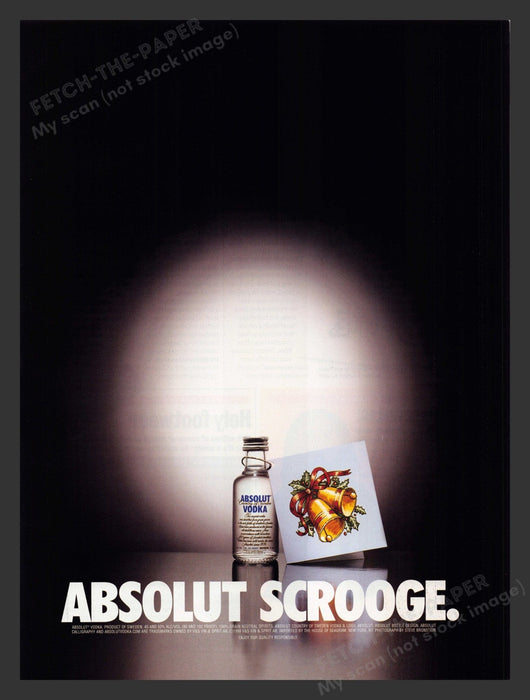 2000 Absolut Scrooge Alcohol Print Advertisement Ad.