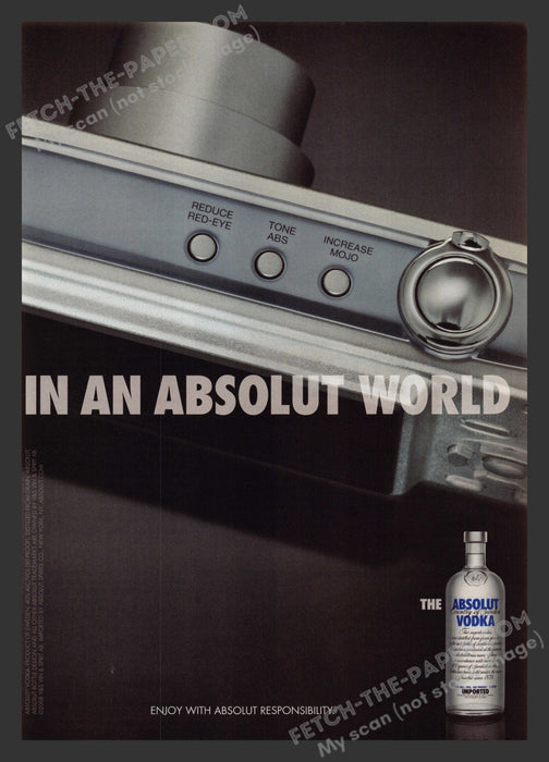 2008 Print Advertisement Absolut Vodka In An Aboslute World Camera Alcohol Ad.