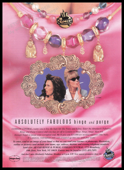 Absolutely Fabulous T.V. Show 1990s Print Advertisement Ad 1995 Comedy Central Fetch the Paper!
