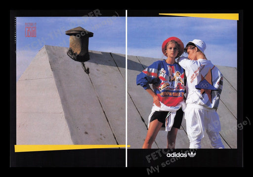 Adidas Clothing 1980s Print Advertisement Ad (2 pages) 1987 Olympic Games Fetch the Paper!