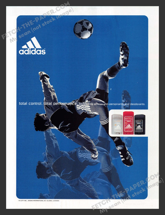 2001 Print Advertisement Adidas Deodorant Men's Products Soccer Ad.