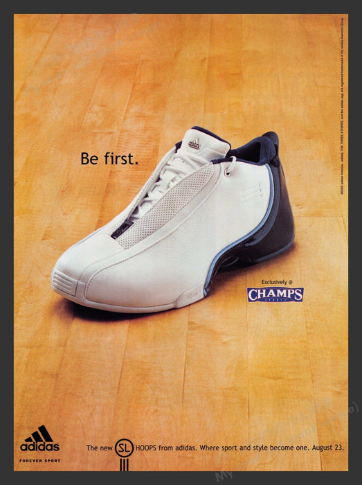 2002 Adidas SL Hoops Shoes Champs Sports Print Advertisement Ad.