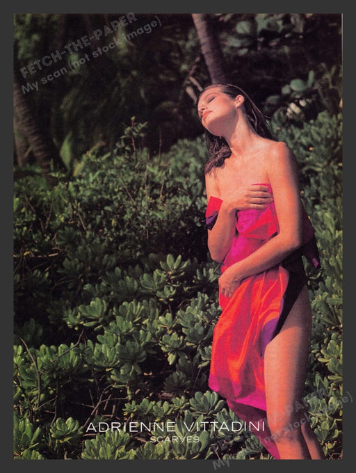 1990 Adrienne Vittadini Scarves Sexy Model Print Advertisement Ad