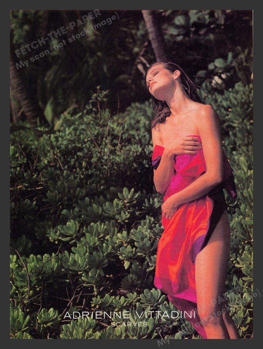 1990 Adrienne Vittadini Scarves Sexy Model Print Advertisement Ad
