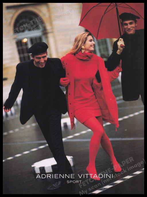 Adrienne Vittadini Sport 1990s Print Advertisement Ad 1991 Clothing Tights Legs Fetch the Paper!