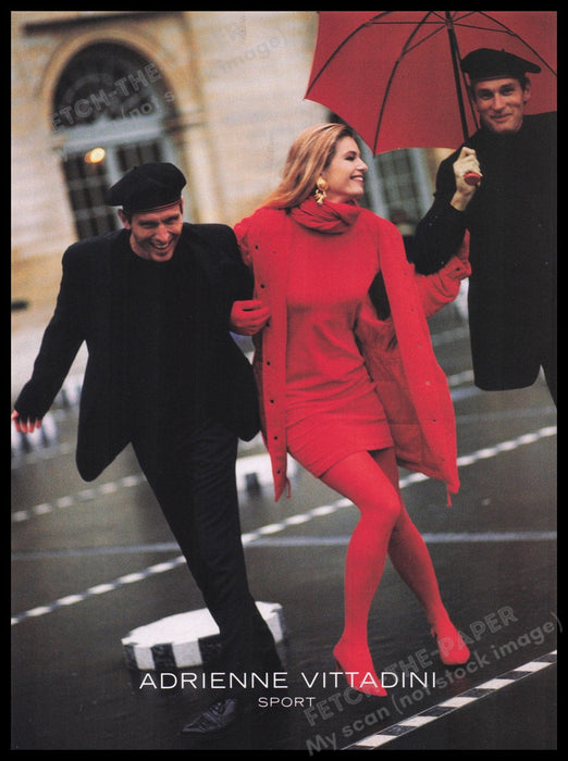 Adrienne Vittadini Sport 1990s Print Advertisement Ad 1991 Clothing Tights Legs Fetch the Paper!