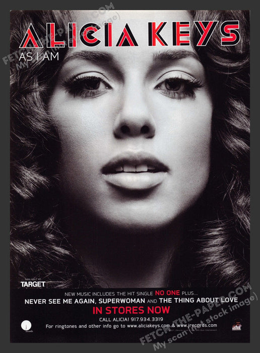 2007 Print Advertisement Alicia Keys "As I Am" Musician Ad.