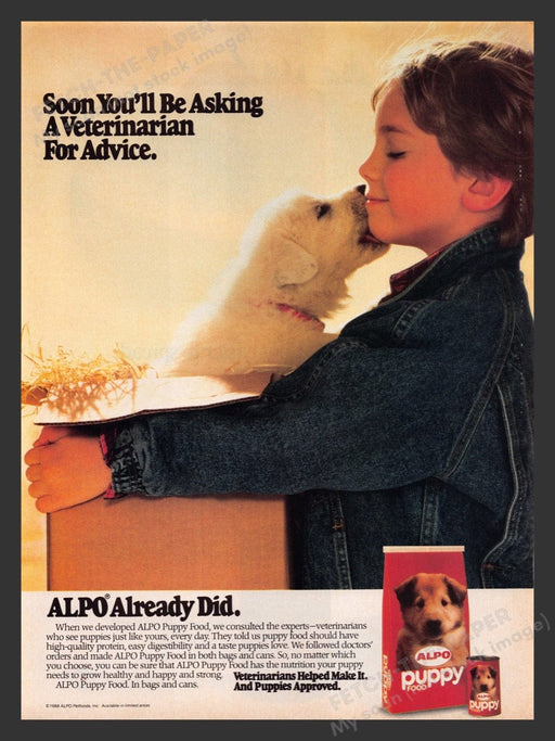 1988 Alpo Puppy Dog Food Lab puppy? Print Advertisement Ad