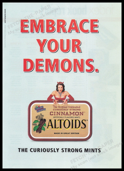 Altoids 2000s Print Advertisement Ad 2000 "Embrace Your Demons" Fetch the Paper!