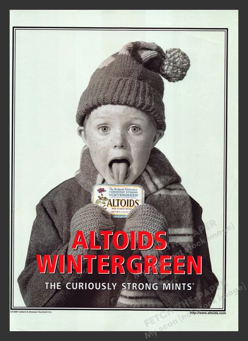 1999 Altoids Wintergreen Tongue Stuck to Tin Print Advertisement (2 Pages)