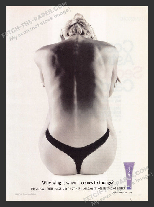 2001 Print Advertisement Always Pads for Thong Underwear Nude Ad.