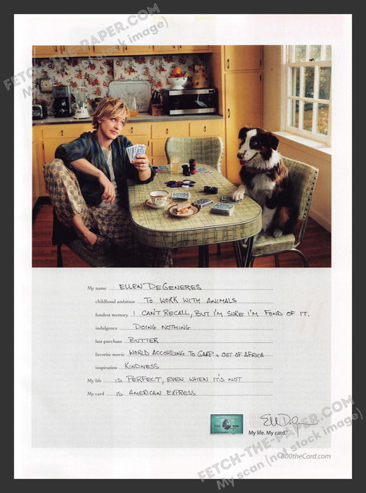 2007 Print Advertisement American Express Ellen DeGeneres Celebrity Poker Ad.