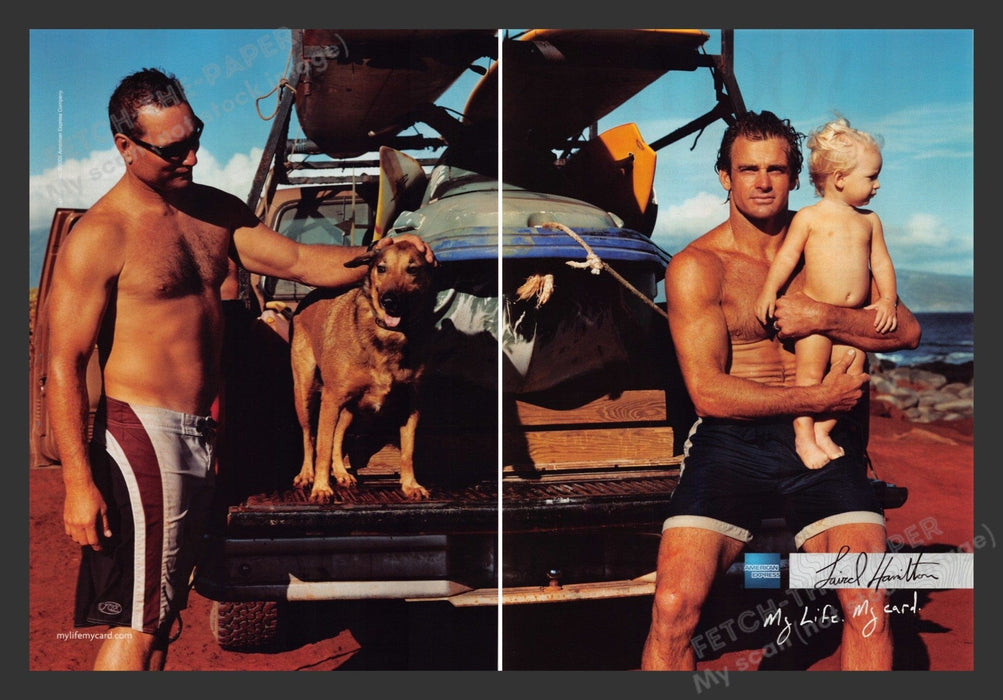 American Express Laird Hamilton Surfer 2000s Print Advertisement (2 pages) 2005 Fetch the Paper!