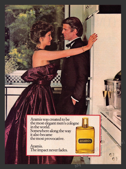 1984 Aramis Men's Cologne Evening Couple Kitchen Print Advertisement Ad