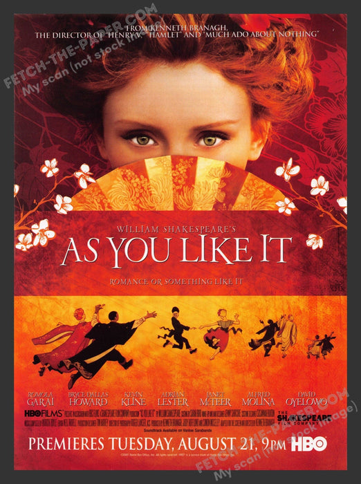 2007 Print Advertisement "As You Like It" HBO Movie Release Actors & Actresses.