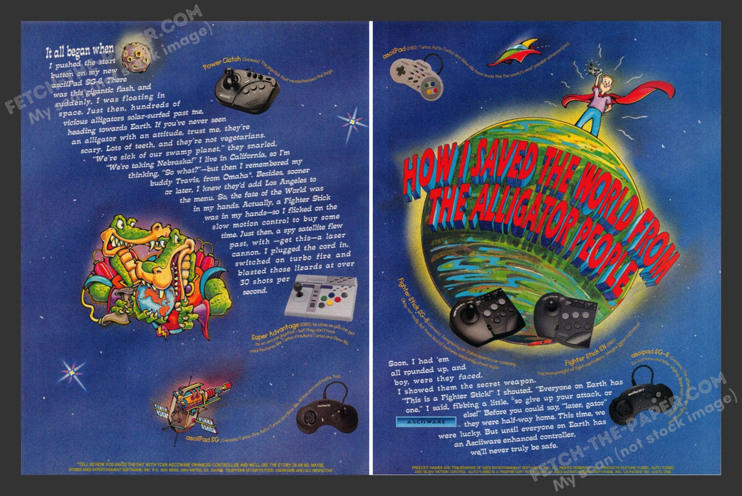 1993 Print Advertisement 2 Page Asciiware Enhanced Controller Video Game Ad.