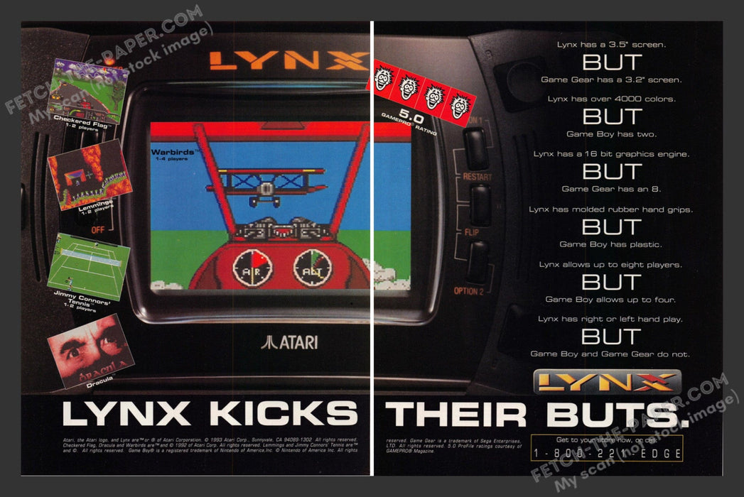 1993 Print Advertisement 2 Page Atari LYNX Console Video Game Ad.