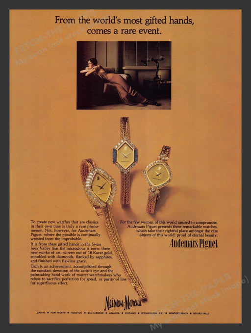 Audemars Piguet Watch Promo 1980s Print Advertisement 1980 Fetch the Paper!
