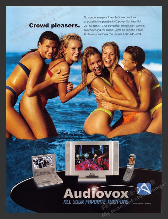 2004 Audiovox Sexy Bikini Girls Thongs Water Print Advertisement Ad