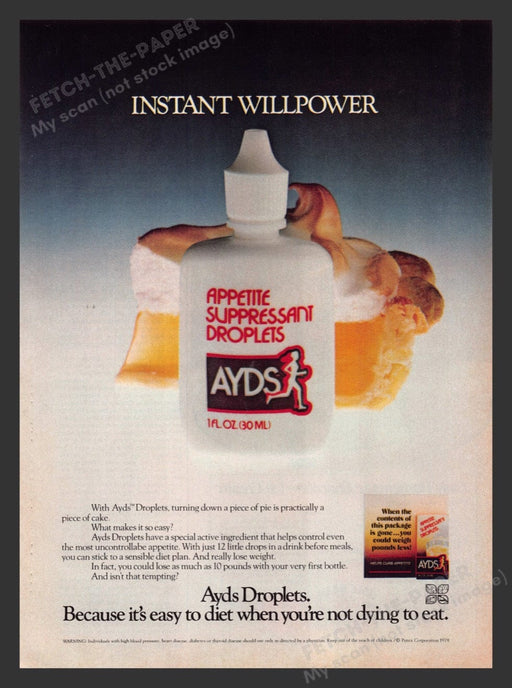 1979 Ayds Appetite Suppressant Droplets Diet Print Advertisement Ad