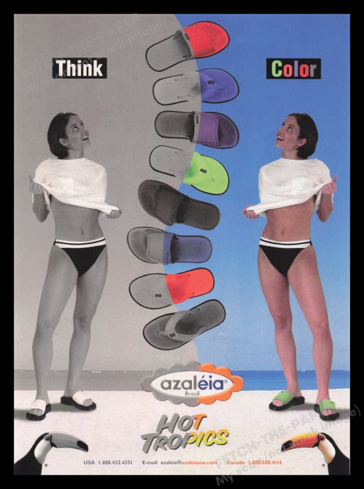 Azaleia Brasil 1990s Print Advertisement Ad 1999 Shoes Legs Beach Flip Flops Fetch the Paper!