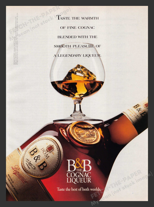 B & B Cognac Liqueur 1990s Print Advertisement 1995 Glass Bottle Promo Fetch the Paper!