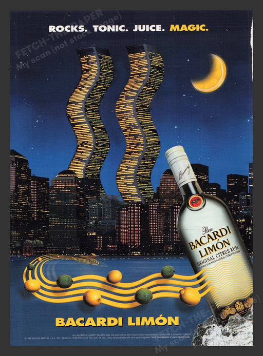 2000 Bacardi Limon Alcohol Twin Towers NYC Print Advertisement Ad.