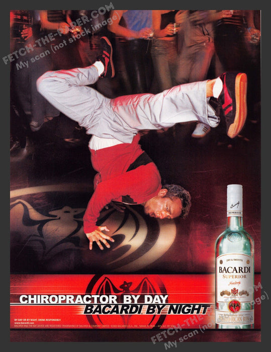 2003 Print Advertisement Bacardi Rum Breakdancing Alcohol Ad.