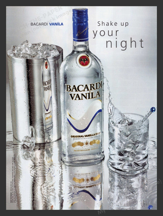 2003 Bacardi Vanilla Rum Alcohol Shake Up Your Night Print Advertisement Ad.
