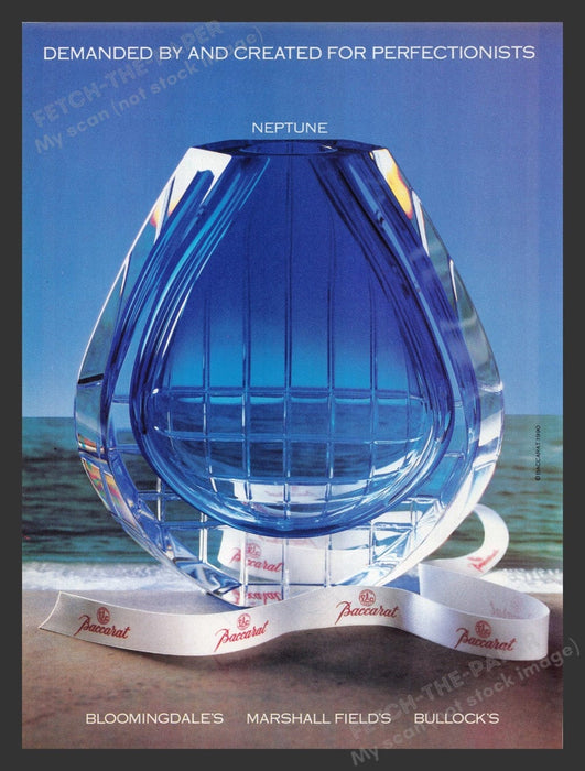 1990 Baccarat "Neptune" Vase Print Advertisement Ad