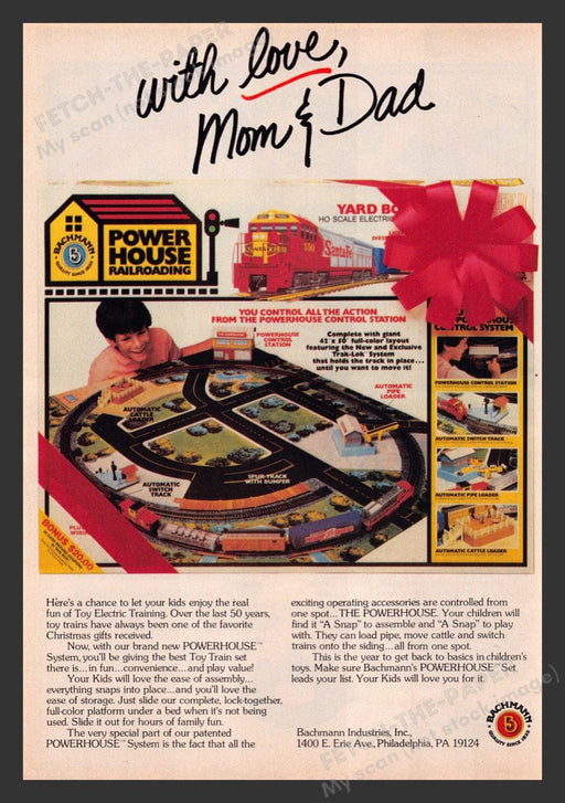 1983 Bachmann Powerhouse Railroading Santa Fe Train Toy Print Advertisement Ad