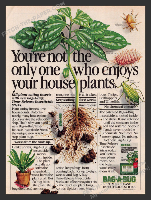 1983 Print Advertisement Bag-a-Bug J.T. Baker Chemical Co. Insecticide Ad.