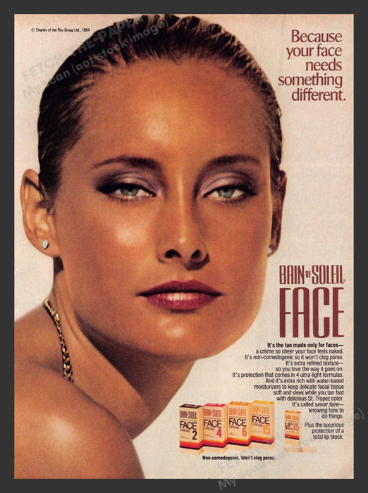 1984 Bain de Soleil Face Tanning Lotion Print Advertisement Ad