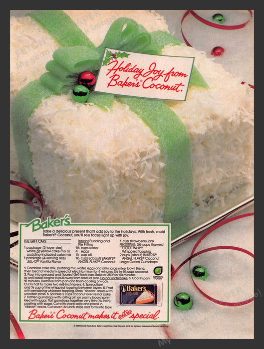 1986 Baker's Coconut "The Gift Cake" Recipe Print Advertisement Ad