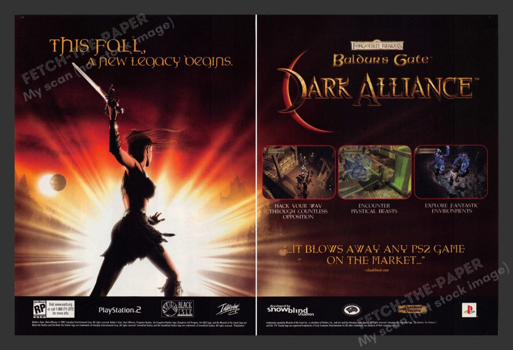 2001 Baldur's Gate Dark Alliance Realms Video Game Print Advertisement (2 Pages)